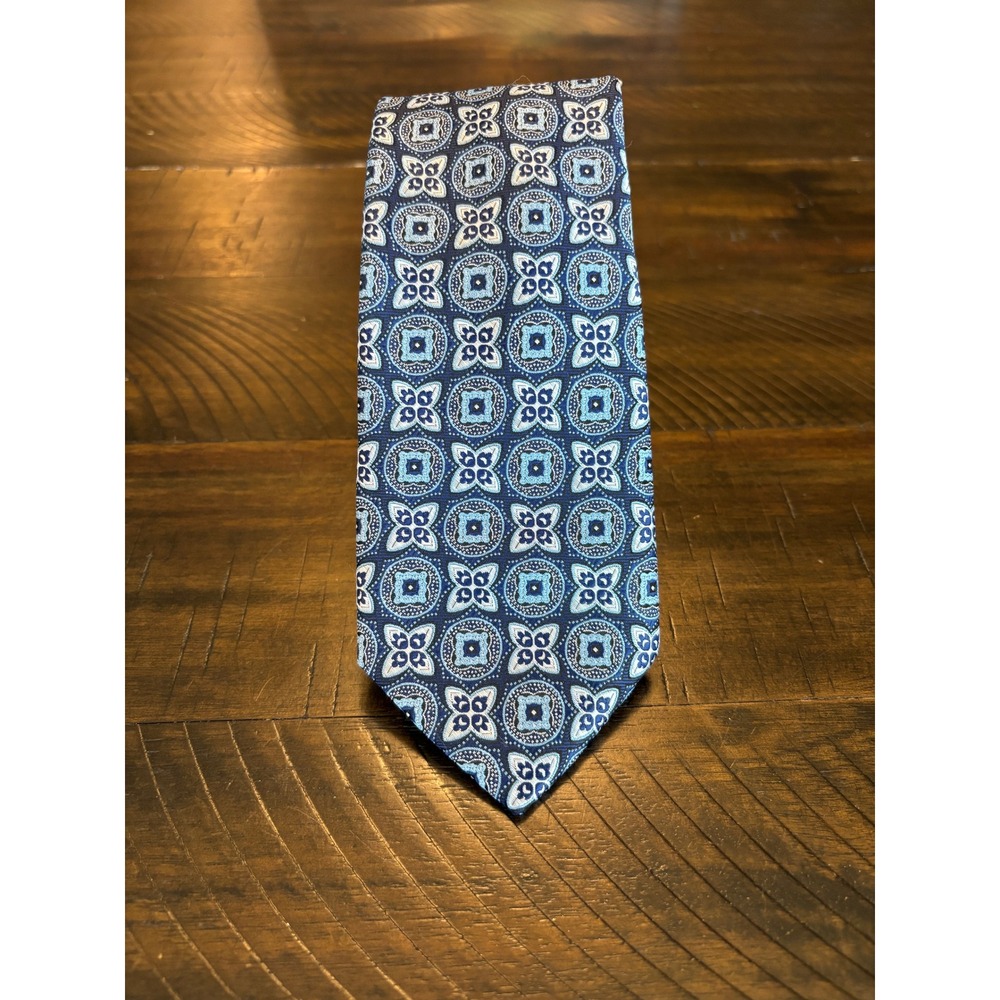 NWT Savile Row Company Necktie Blue Geometric Medallion Pattern